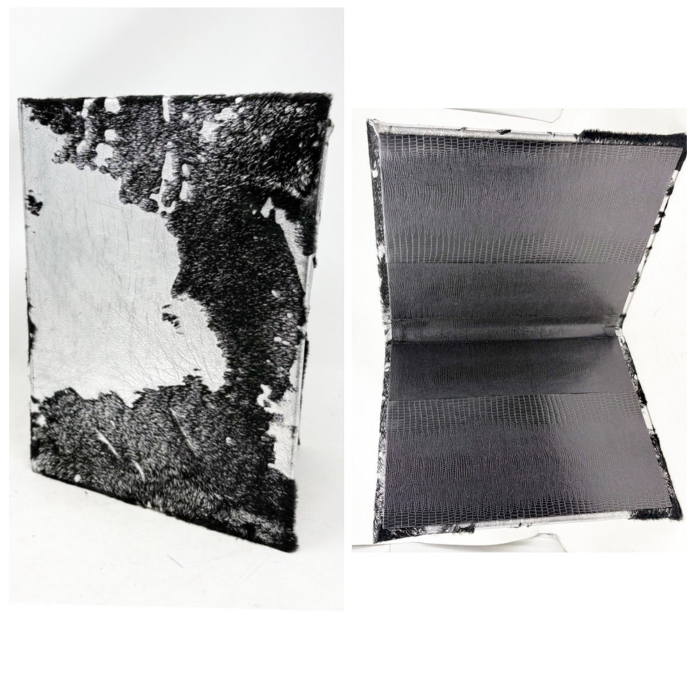Silver Metallic Cowhide Pony Hair Notebook Western Glam Binder‎ Sleeve 11.5 in